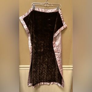 Saranoni Lovey Security Blanket Plush Brown Pink Polka Dot Satin Trim